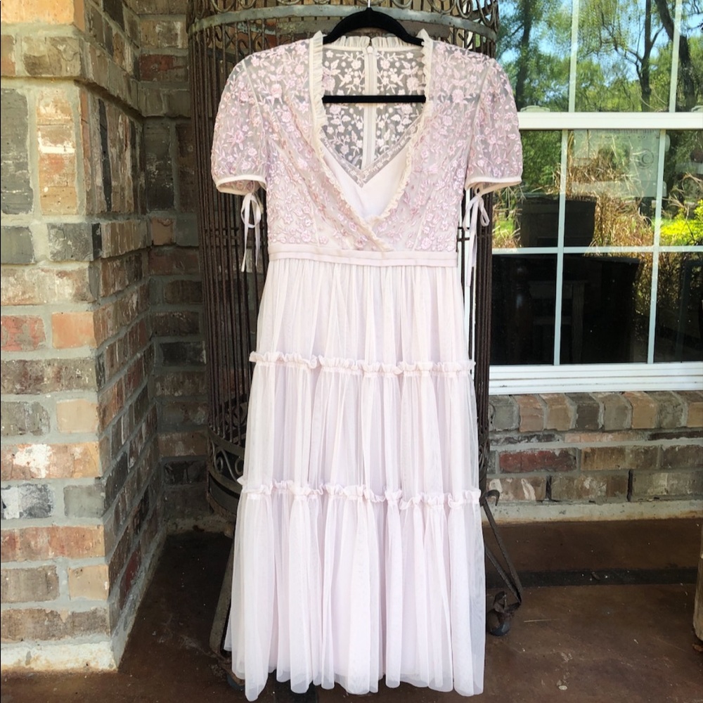 NWT Needle & Thread Embroidered Tulle Midi Dress - Picture 4 of 12